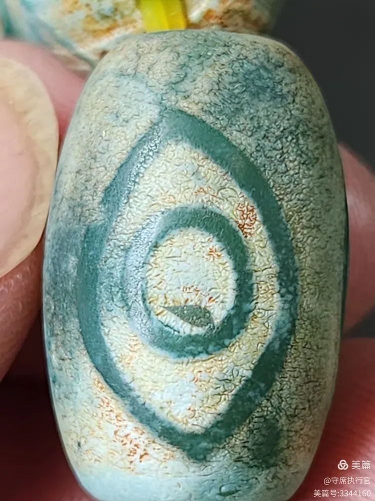 宋代北辽老玉三眼绿玛瑙天珠寓意